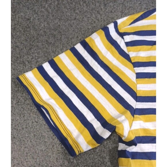 Vintage Guess Originals T-Shirt Striped Embroidery Mens Medium Yellow Blue - Picture 7 of 11
